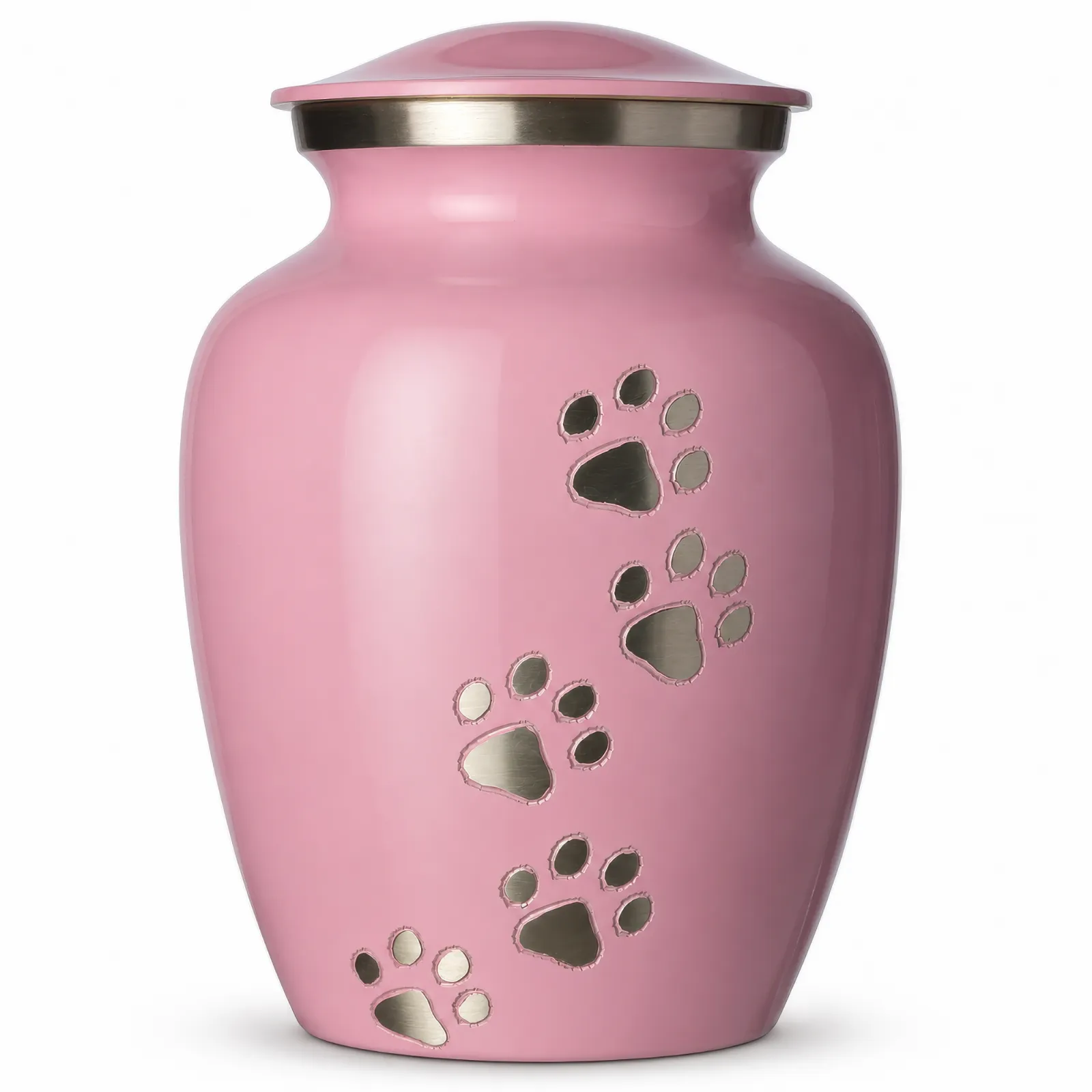 Pink Paw Print Pet Cremation Urn