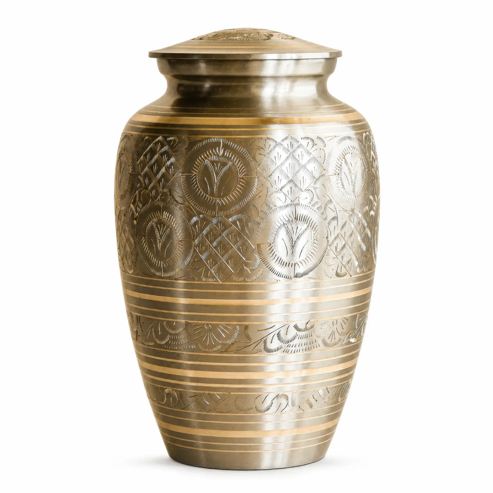 Classic Engraved Brass Cremation Urn