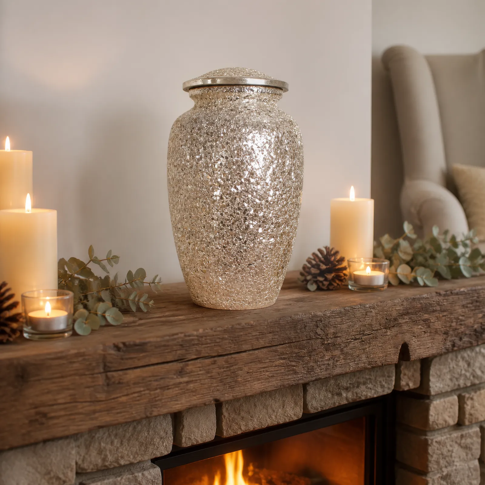 Crushed Glass Mosaic Alloy Cremation Urn wholesale cremation urn — photo 3