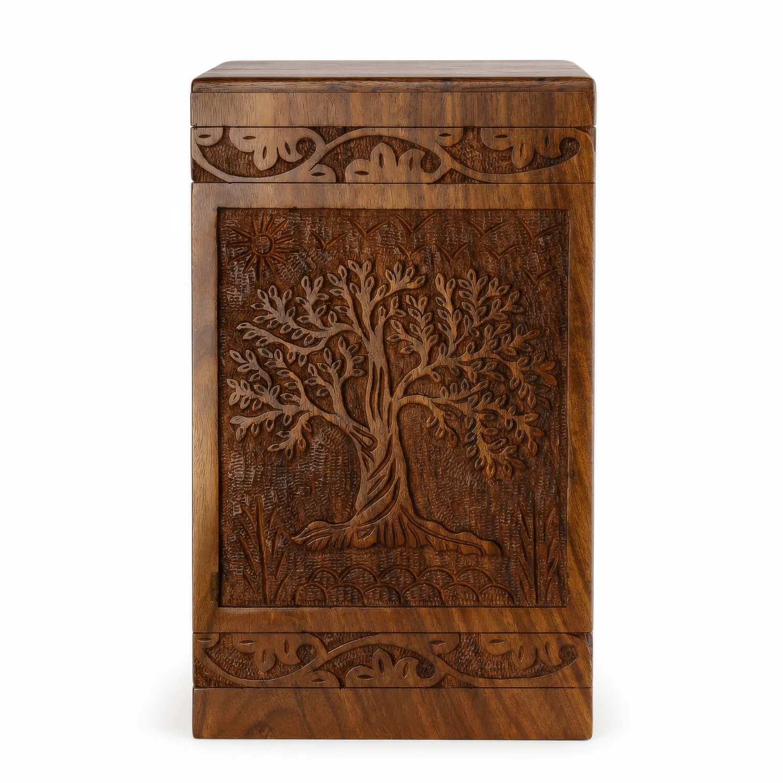 Tree of Life Hand-Carved Rosewood Cremation Urn