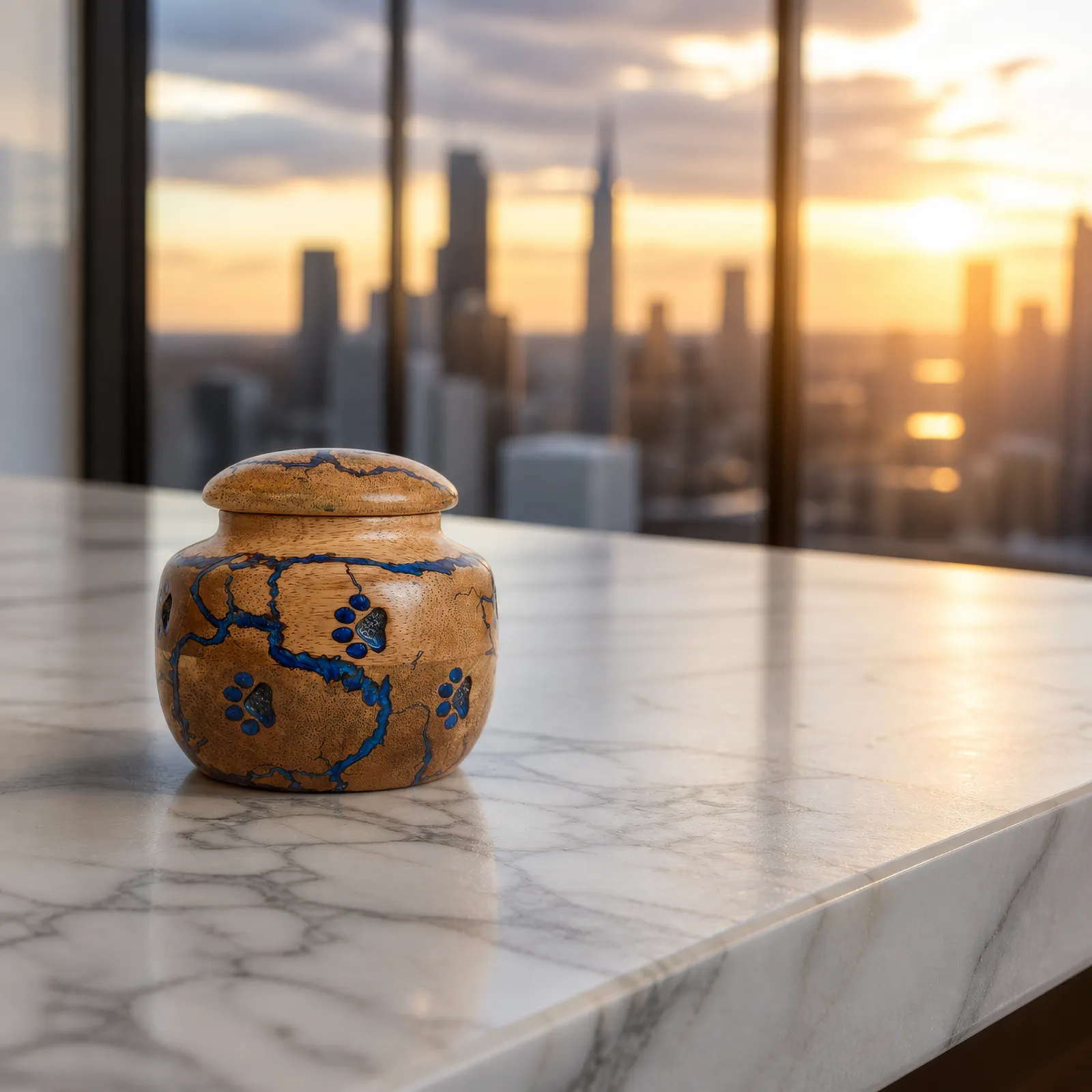 Mango Wood & Resin Paw Print Pet Urn wholesale cremation urn — photo 2