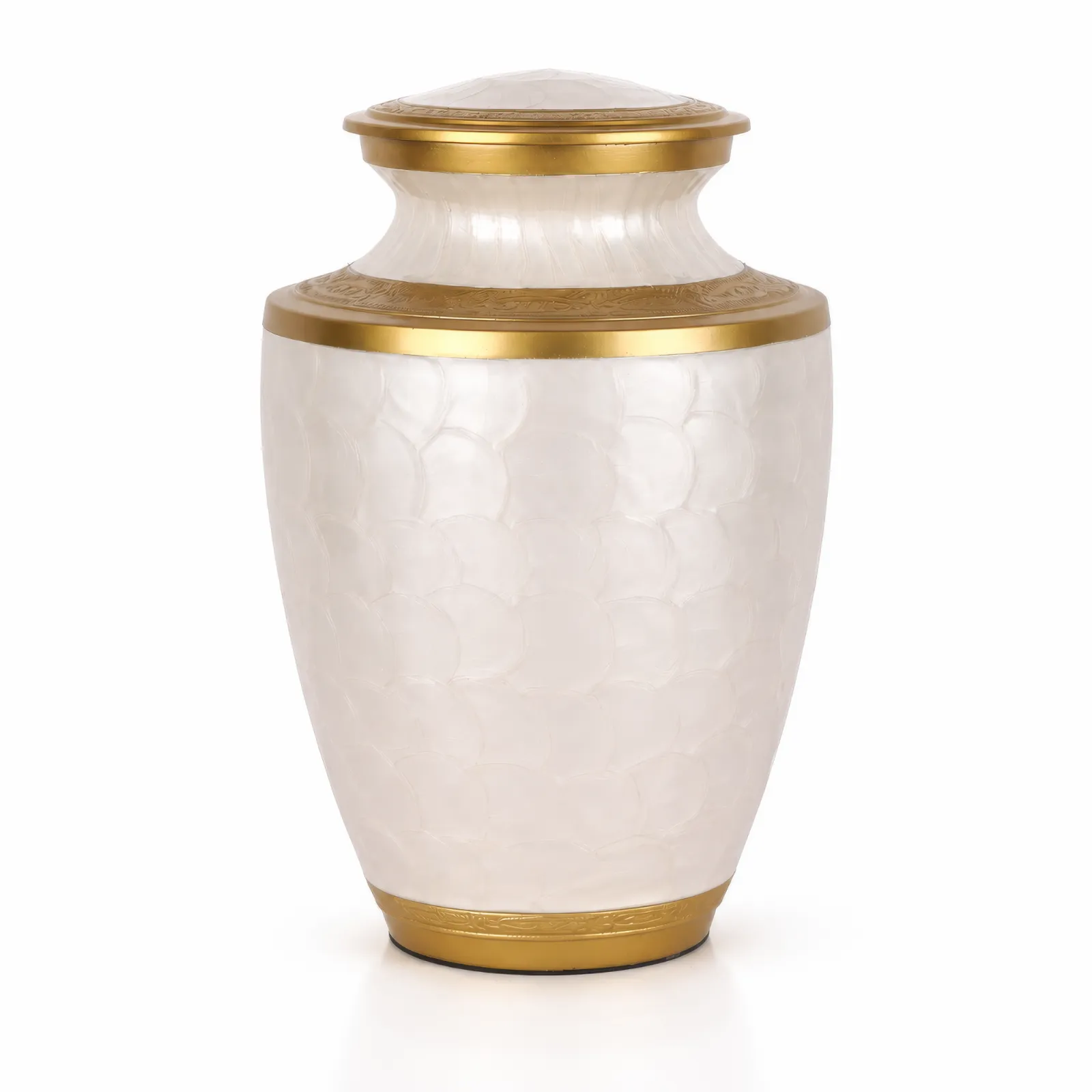 Pearl White & Gold Alloy Cremation Urn