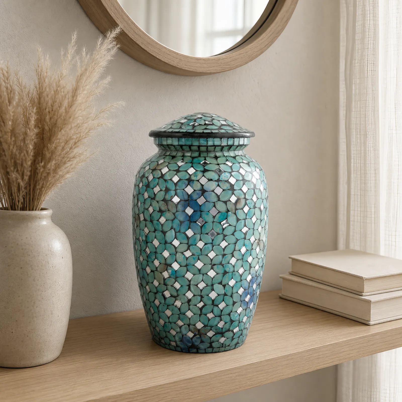 Teal Mosaic Glass Cremation Urn wholesale cremation urn — photo 2
