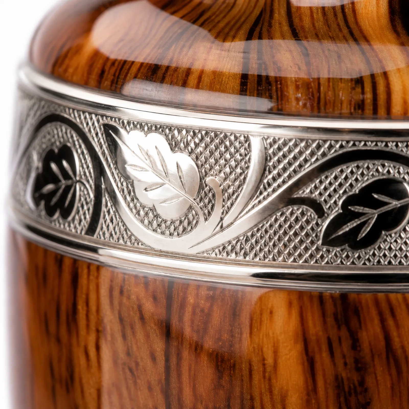 Wood-Grain Alloy Cremation Urn with Silver Engraving wholesale cremation urn — photo 5