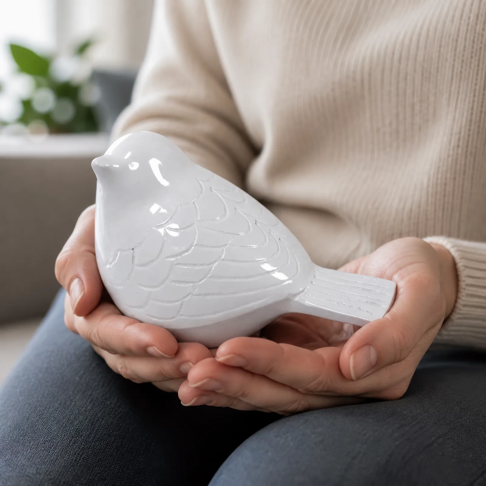Pearl White Bird Keepsake Cremation Urn wholesale cremation urn — photo 5