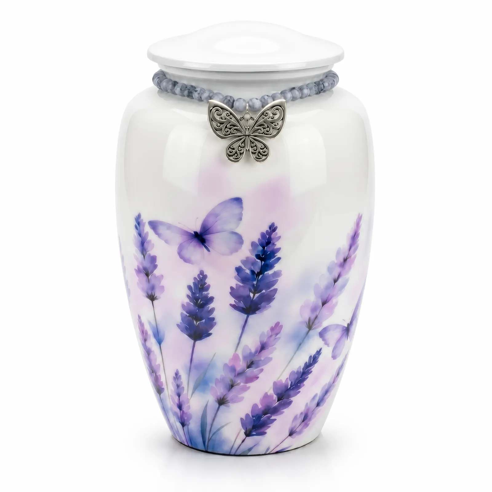 Lavender Butterfly Alloy Cremation Urn