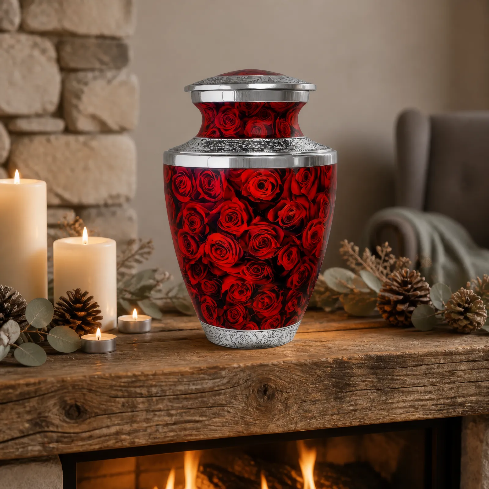 Red Rose Alloy Cremation Urn wholesale cremation urn — photo 4